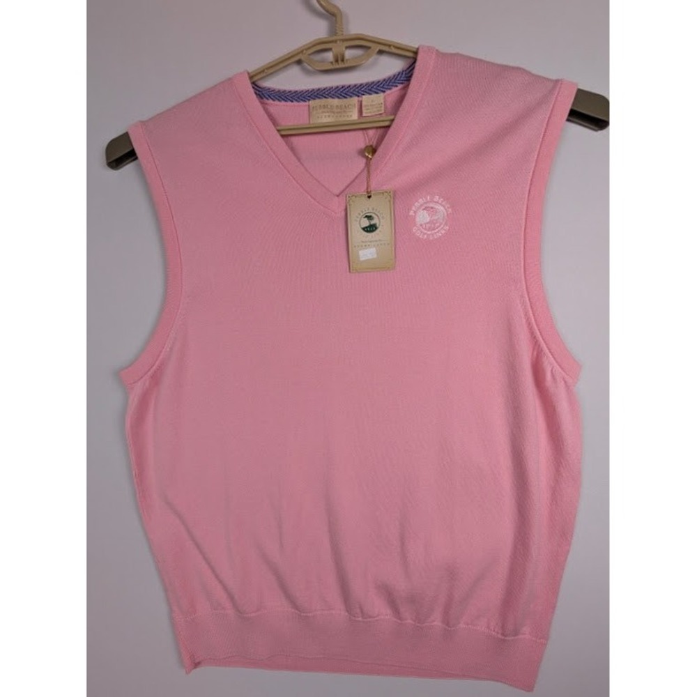 Pebble Beach‎ Sweater Vest Mens XL Pink Peru Pima Cotton V-Neck Bobby Jones